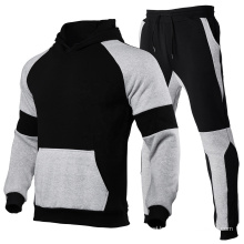 Custom Mens Training Jogging Suit Contrast Color Patchwork Fleece Full Tracksuit Set